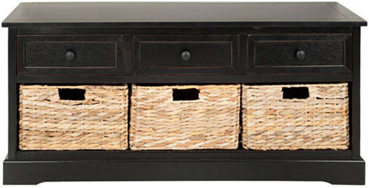 Safavieh - Damien 3 Drawer Storage Bench - Distressed - Black - AMH5701B veiw 1