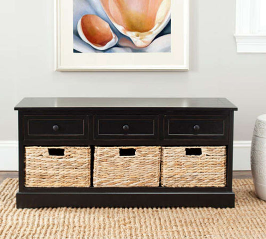 Safavieh - Damien 3 Drawer Storage Bench - Distressed - Black - AMH5701B veiw 2