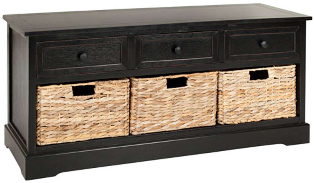 Safavieh - Damien 3 Drawer Storage Bench - Distressed - Black - AMH5701B veiw 3