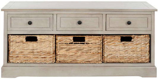 Safavieh - Damien 3 Drawer Storage Bench - Vintage Grey - AMH5701A veiw 1