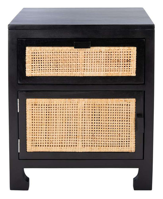 Safavieh - Dave 1 Drwr 1 Door Nightstand - Black - Natural - NST4003D veiw 1