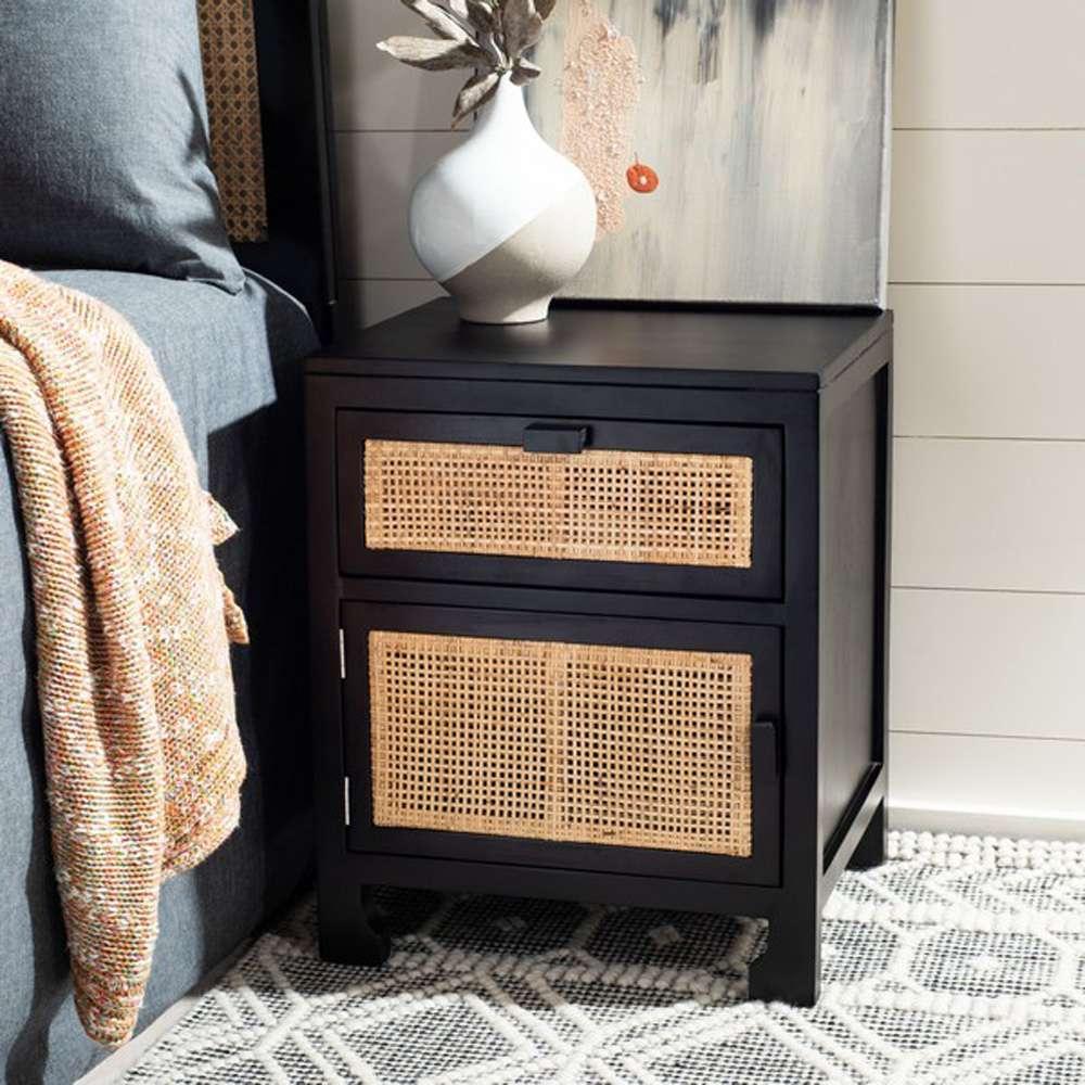 Safavieh - Dave 1 Drwr 1 Door Nightstand - Black - Natural - NST4003D veiw 2