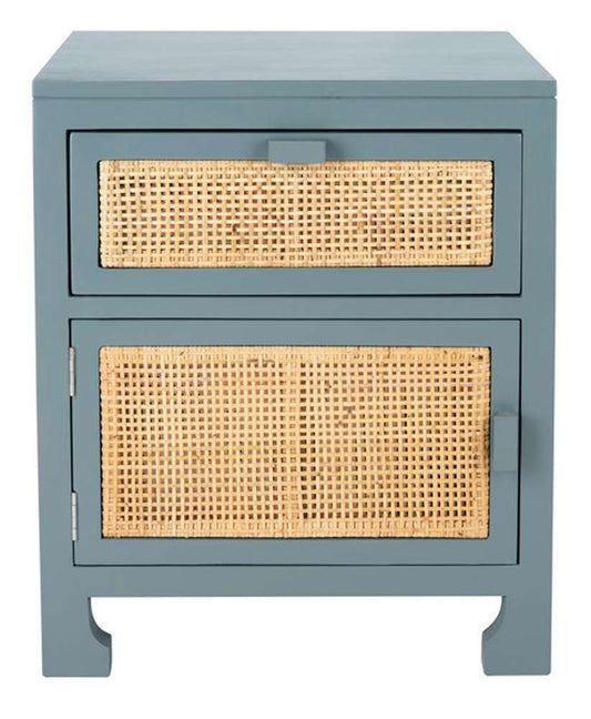 Safavieh - Dave 1 Drwr 1 Door Nightstand - Blue Grey - Natural - NST4003B veiw 1