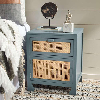Safavieh - Dave 1 Drwr 1 Door Nightstand - Blue Grey - Natural - NST4003B veiw 2