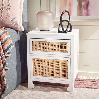 Safavieh - Dave 1 Drwr 1 Door Nightstand - White - Natural - NST4003C veiw 2