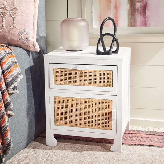 Safavieh - Dave 1 Drwr 1 Door Nightstand - White - Natural - NST4003C veiw 2
