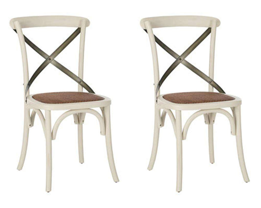 Safavieh - Eleanor X Back Side Chair - Antique White  (Set of 2) - AMH9501A-SET2 veiw 1