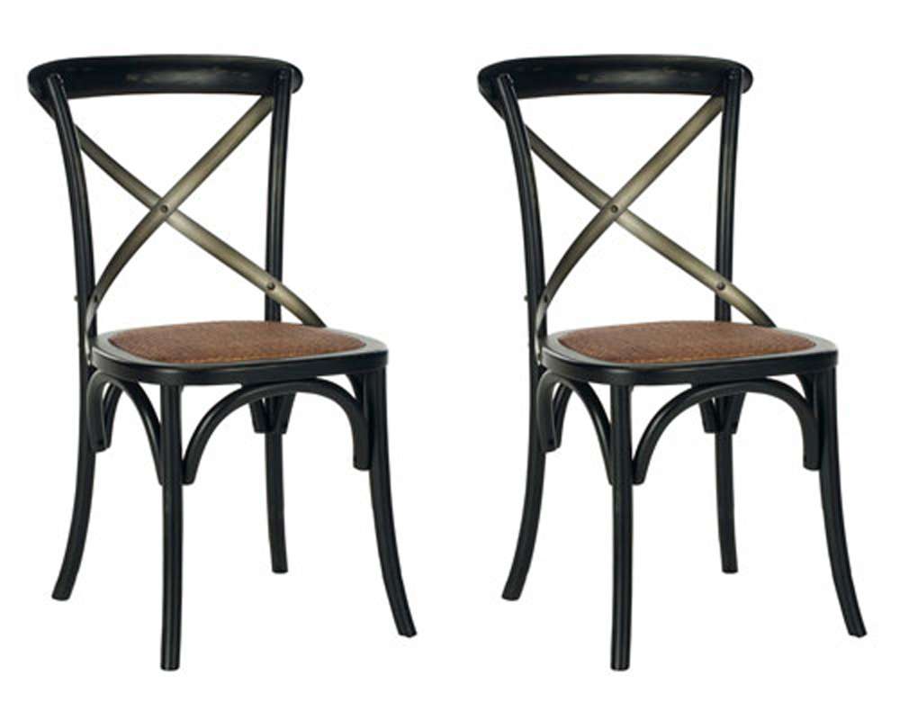 Safavieh - Eleanor X Back Side Chair - Black  (Set of 2) - AMH9501B-SET2 veiw 1