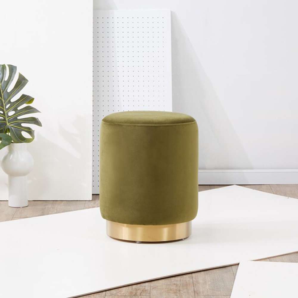 Safavieh - Elsworth Ottoman - Olive Green - Brass - SFV3558D veiw 1