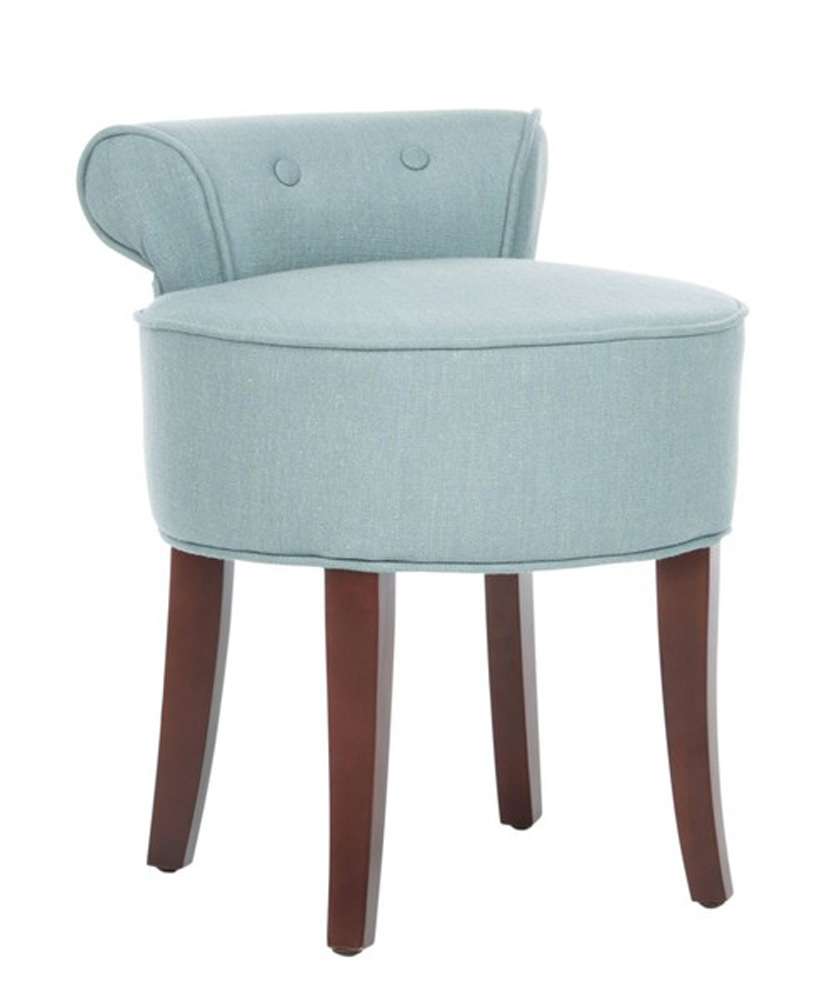 Safavieh - Georgia Vanity Stool - Silver Blue - Cherry Mahogany - MCR4546B veiw 2
