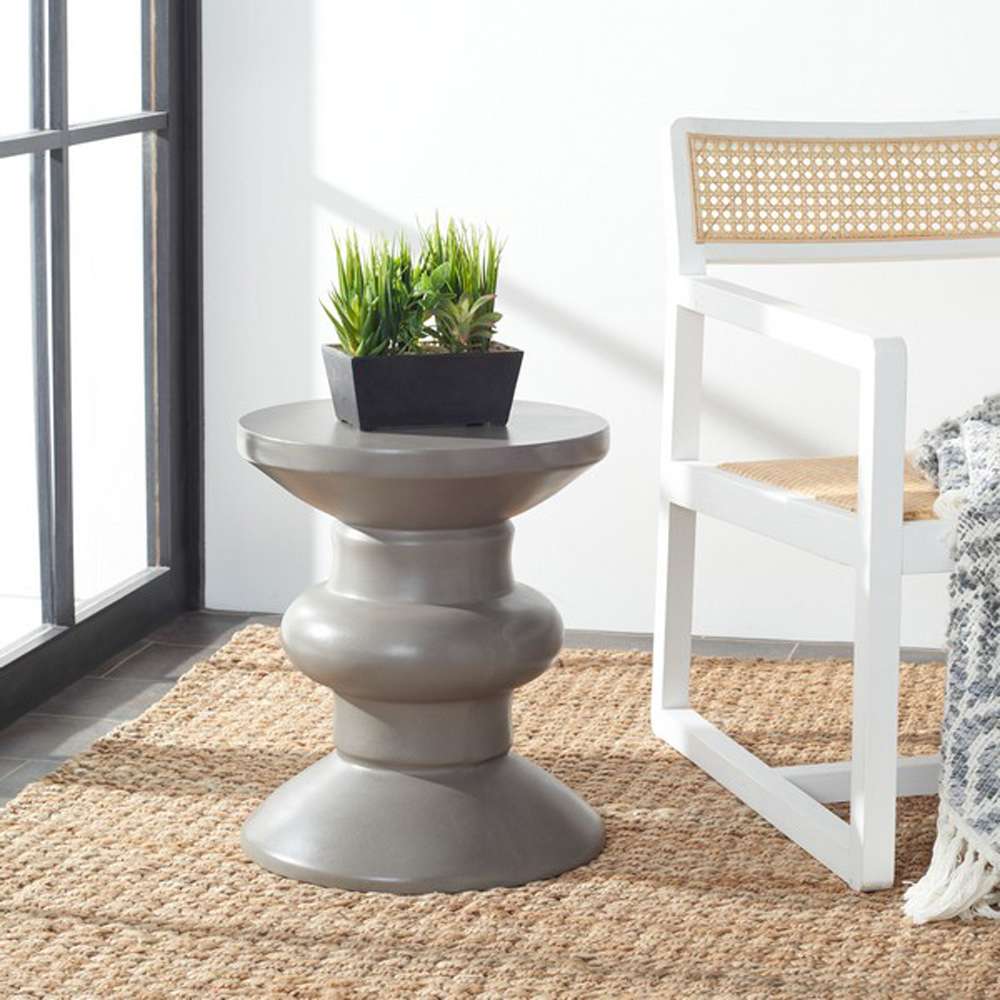 Safavieh - Jiraiya Concrete Accent Stool - Dark Grey - VNN1033A veiw 2