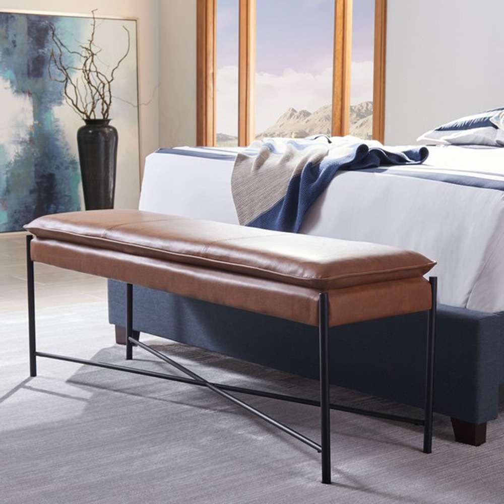 Safavieh - Kara Cushioned X Bench - Brown - Black - BCH6402B veiw 2
