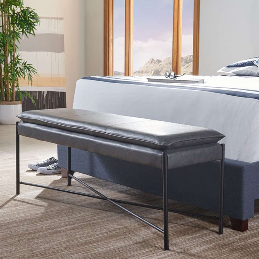 Safavieh - Kara Cushioned X Bench - Grey - Black - BCH6402A veiw 2