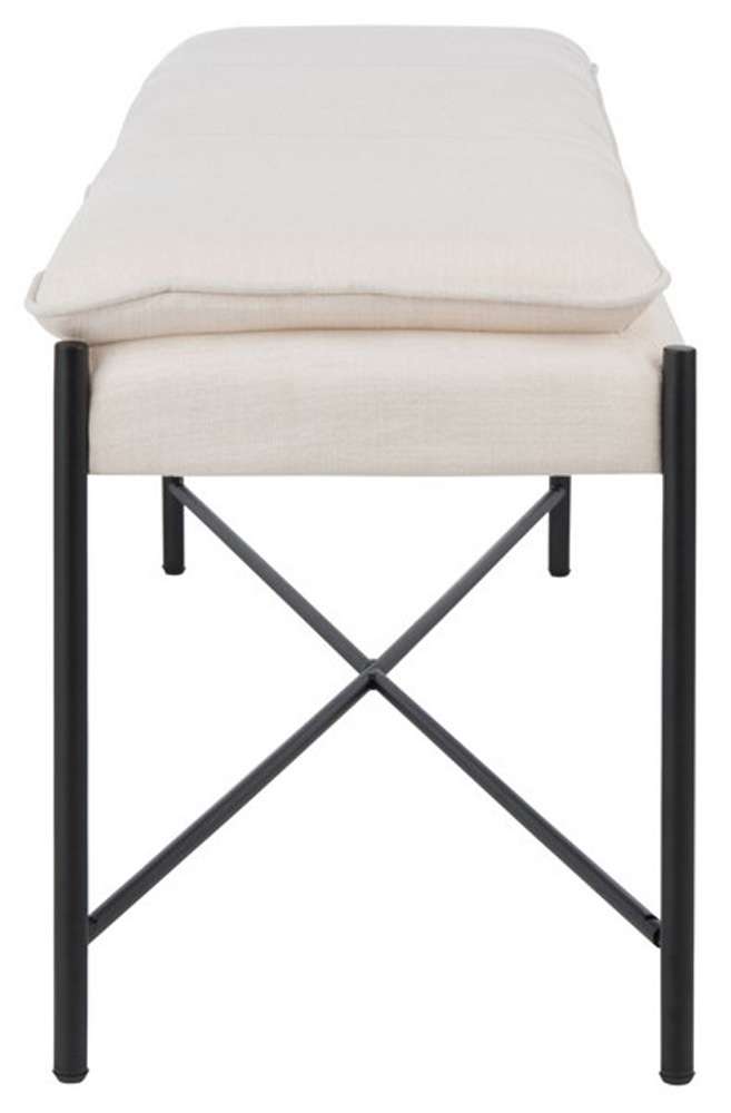 Safavieh - Kara Cushioned X Bench - Light Beige - Black - BCH6402D veiw 4
