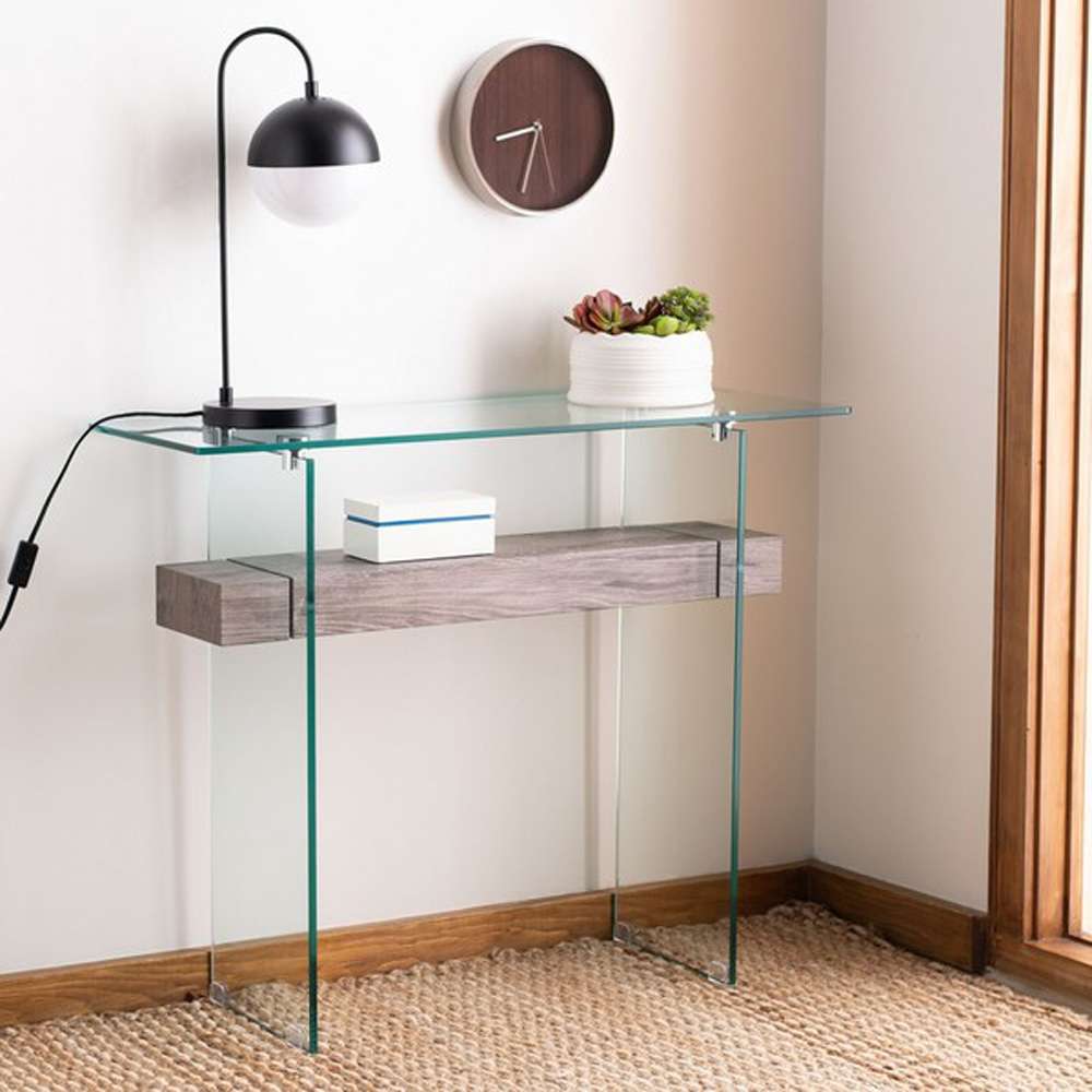 Safavieh - Kayley Console Table - Glass - Grey Oak - CNS7001C veiw 2