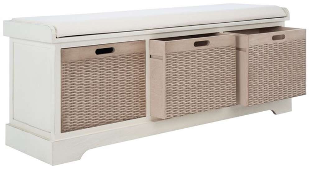 Safavieh - Landers 3Drw Cushion Bench - Distressed White  - BCH5703A veiw 4