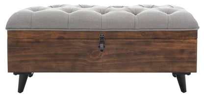 Safavieh - Liam Tufted Cocktail Ottoman - Grey - Dark Oak - OTT6400C veiw 1
