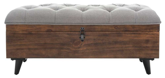 Safavieh - Liam Tufted Cocktail Ottoman - Grey - Dark Oak - OTT6400C veiw 1