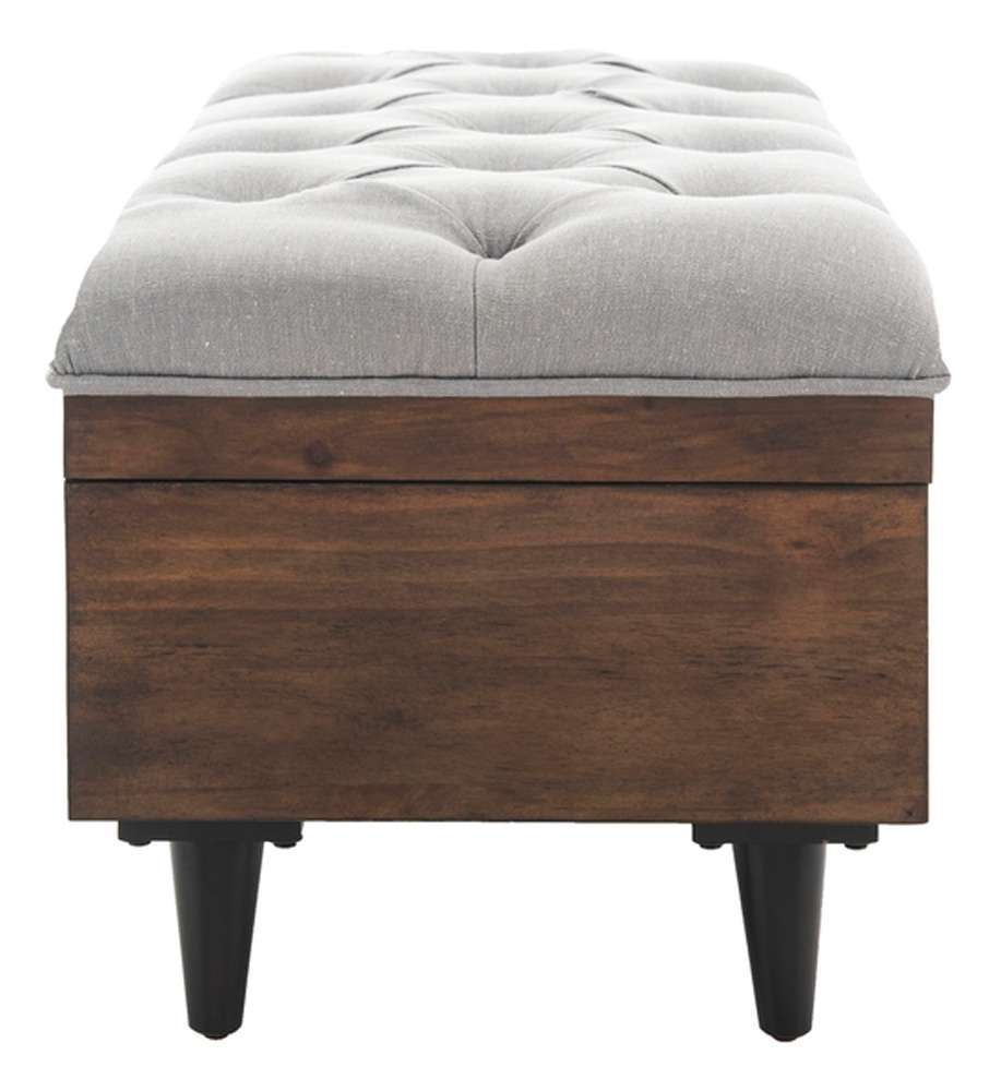 Safavieh - Liam Tufted Cocktail Ottoman - Grey - Dark Oak - OTT6400C veiw 4