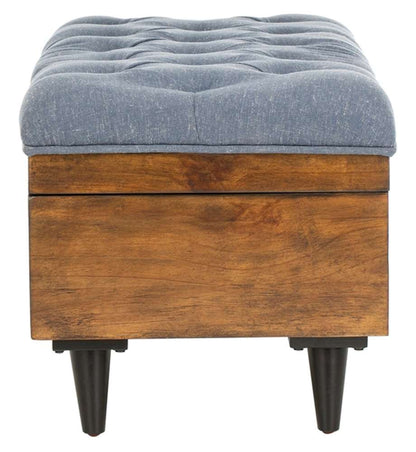 Safavieh - Liam Tufted Cocktail Ottoman - Navy - Dark Oak - OTT6400B veiw 4