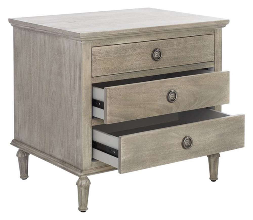 Safavieh - Lisabet 3 Drawer Wd Nightstand - Light Grey - SFV7705C veiw 4