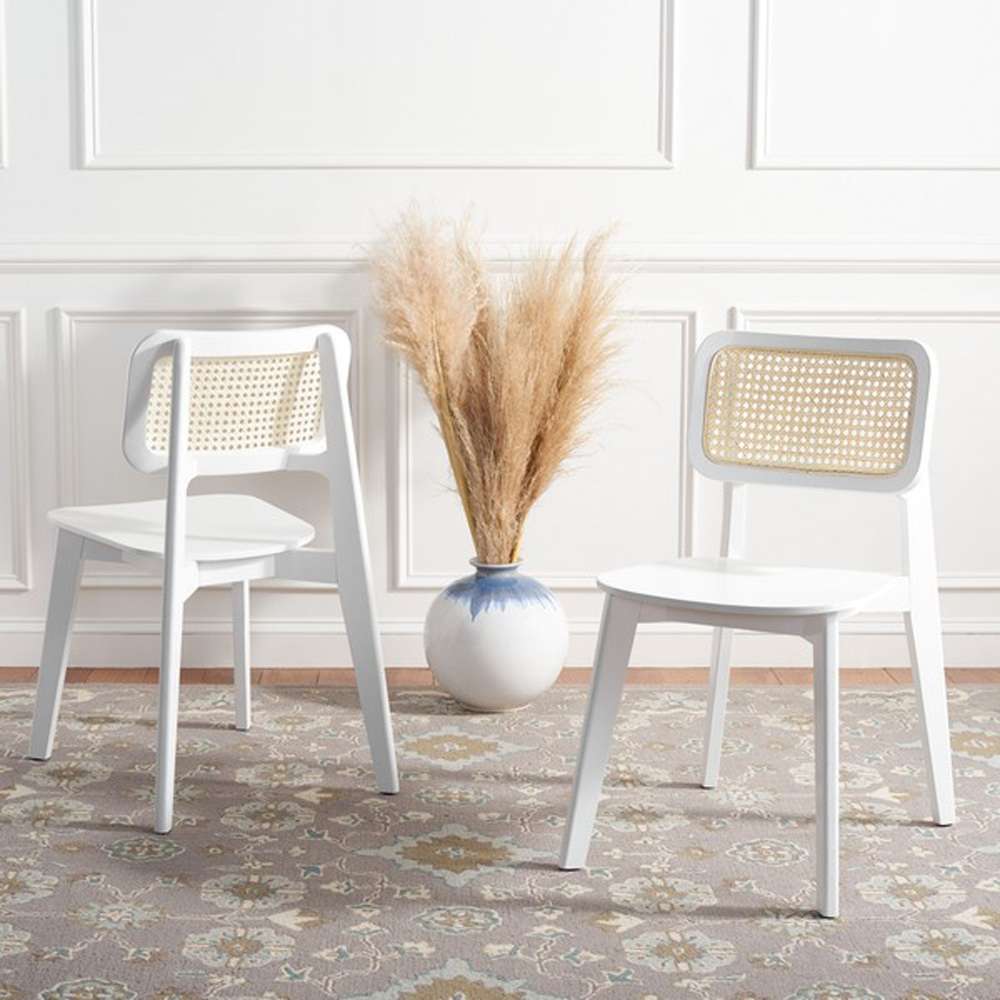 Safavieh - Luz Cane Dining Chair - White - Natural  (Set of 2) - DCH1006C-SET2 veiw 2