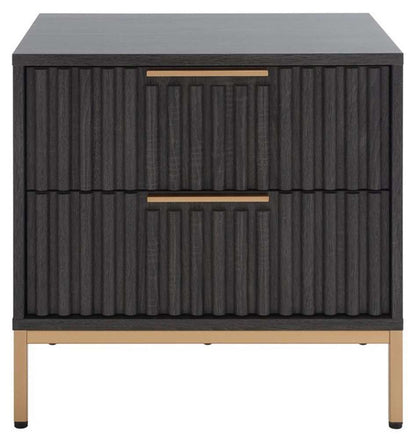 Safavieh - Lylia 2 Drawer Nightstand - Distressed Black - Gold - NST9605E veiw 1