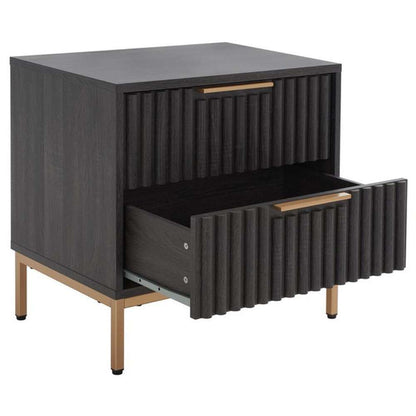 Safavieh - Lylia 2 Drawer Nightstand - Distressed Black - Gold - NST9605E veiw 4