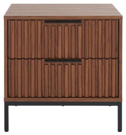 Safavieh - Lylia 2 Drawer Nightstand - Walnut - Black - NST9605A veiw 1