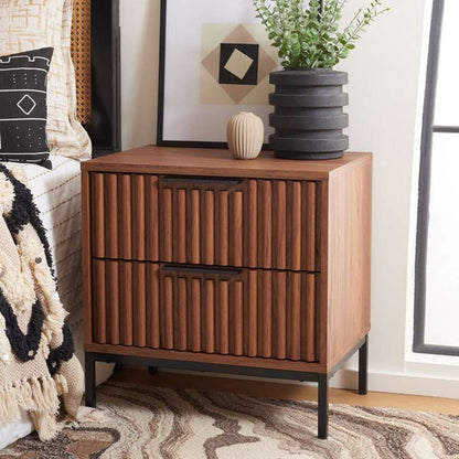 Safavieh - Lylia 2 Drawer Nightstand - Walnut - Black - NST9605A veiw 3