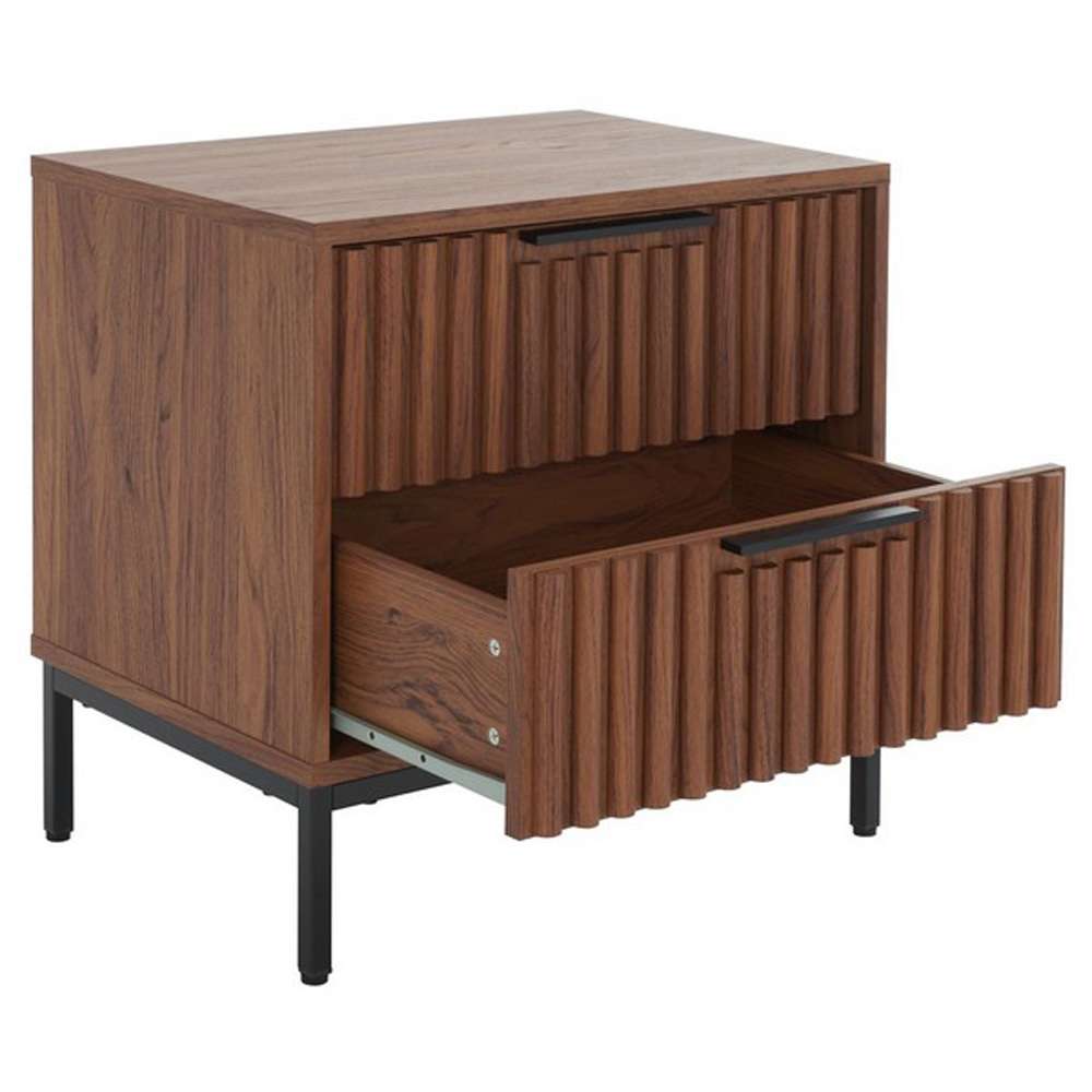 Safavieh - Lylia 2 Drawer Nightstand - Walnut - Black - NST9605A veiw 4