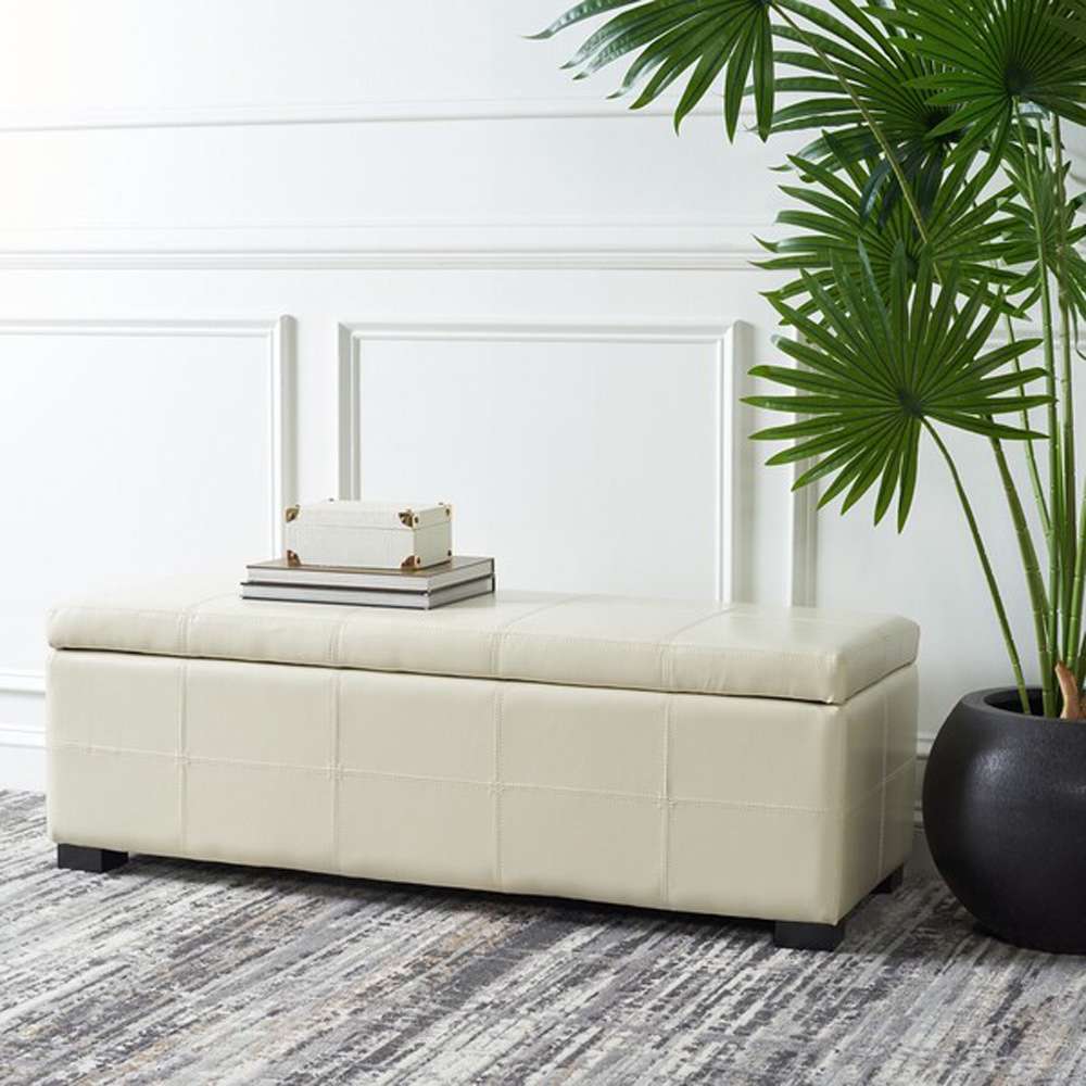 Safavieh - Madison Lg Storage Bench - Flat Cream - HUD8226K veiw 2