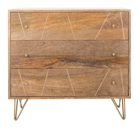 Safavieh - Marigold 3 Drawer Chest - Natural - Brass - CHS9001A veiw 1