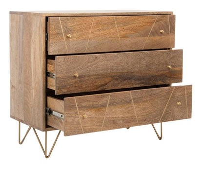 Safavieh - Marigold 3 Drawer Chest - Natural - Brass - CHS9001A veiw 2
