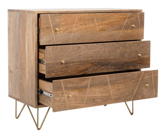 Safavieh - Marigold 3 Drawer Chest - Natural - Brass - CHS9001A veiw 2