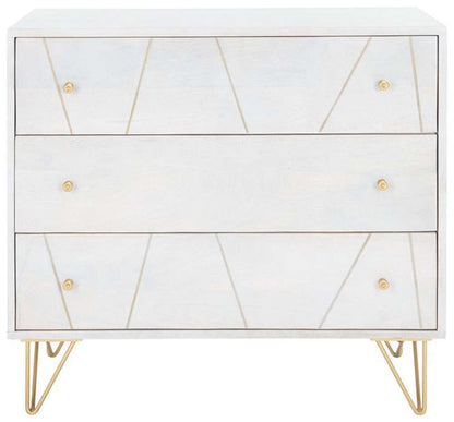 Safavieh - Marigold 3 Drawer Chest - White Washed - Brass - CHS9001C veiw 1