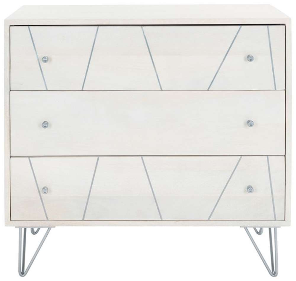 Safavieh - Marigold 3 Drawer Chest - White Washed - Silver - CHS9001B veiw 1