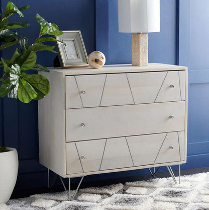 Safavieh - Marigold 3 Drawer Chest - White Washed - Silver - CHS9001B veiw 2