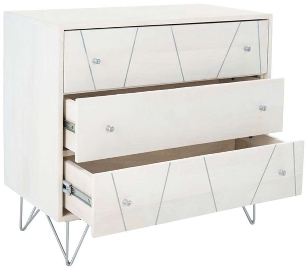 Safavieh - Marigold 3 Drawer Chest - White Washed - Silver - CHS9001B veiw 4