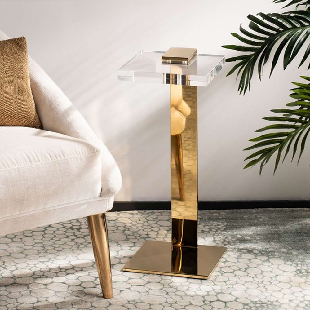 Safavieh - Mars Acryllic Drink Table - Clear - Gold - SFV3563A veiw 3