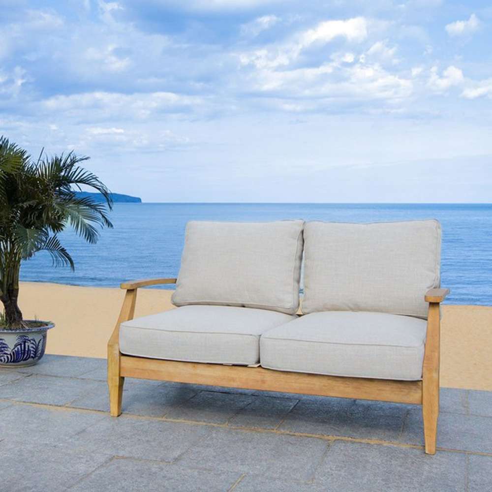 Safavieh - Martinique Wood Patio Loveseat - Natural - Beige - CPT1012A veiw 2