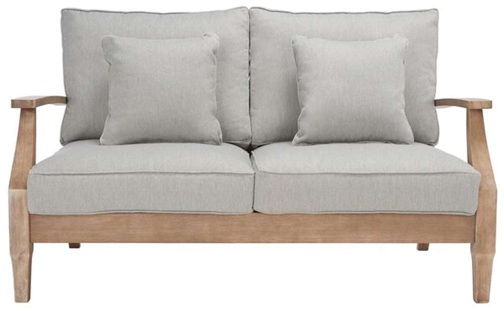 Safavieh - Martinique Wood Patio Loveseat - Natural - Grey - CPT1012B veiw 1