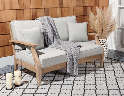 Safavieh - Martinique Wood Patio Loveseat - Natural - Grey - CPT1012B veiw 3