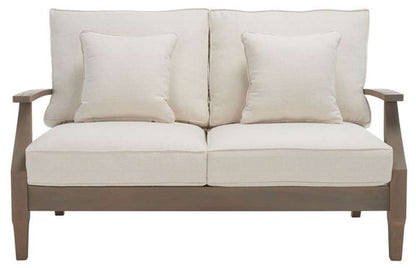 Safavieh - Martinique Wood Patio Loveseat - Light Grey - Beige - CPT1012C veiw 1