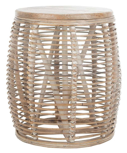 Safavieh - Maui Rattan Drum Stool Table - Grey White Wash - STL6500A veiw 1