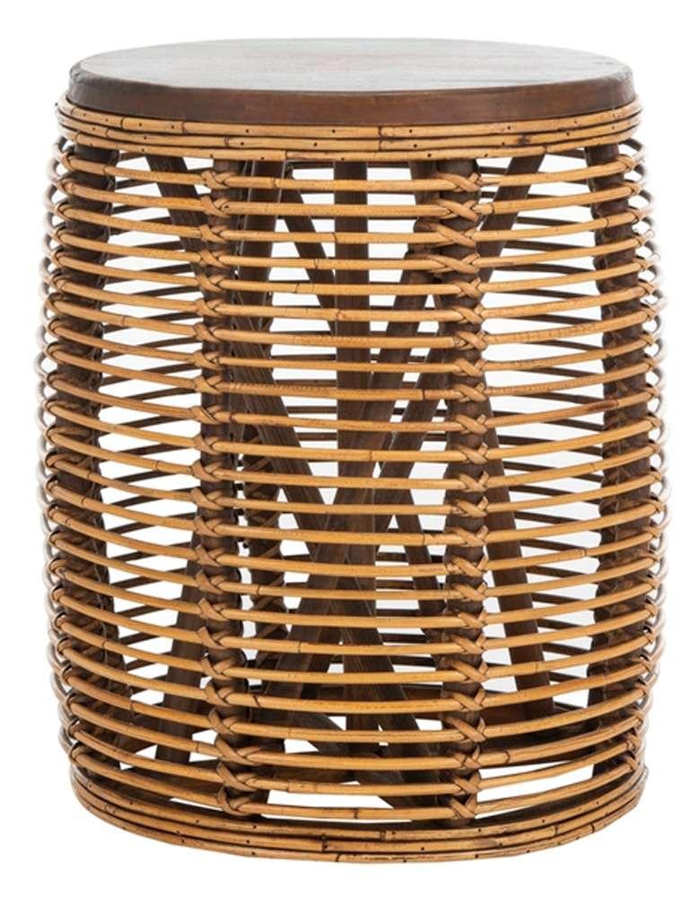 Safavieh - Maui Rattan Drum Stool Table - Honey Brwn Wash - Teak Brown - STL6500B veiw 1