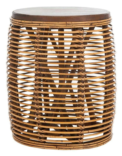 Safavieh - Maui Rattan Drum Stool Table - Honey Brwn Wash - Teak Brown - STL6500B veiw 1