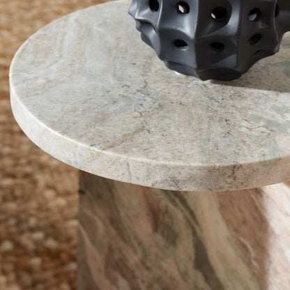 Safavieh - Melinda Marble inCin Accent Table - White - Brown - SFV9714B veiw 2