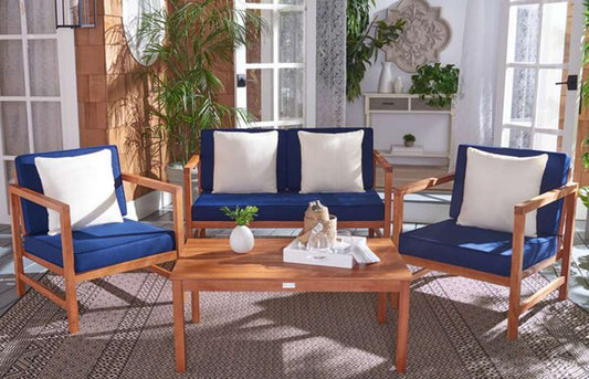 Safavieh - Montez 4 Piece Set - Natural - Nvy+Solid Plw - PAT7030E veiw 1