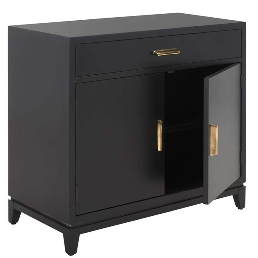 Safavieh - Nigel 2 Door 1 Drawer Chest - Black - Brass - CHS6600D veiw 4